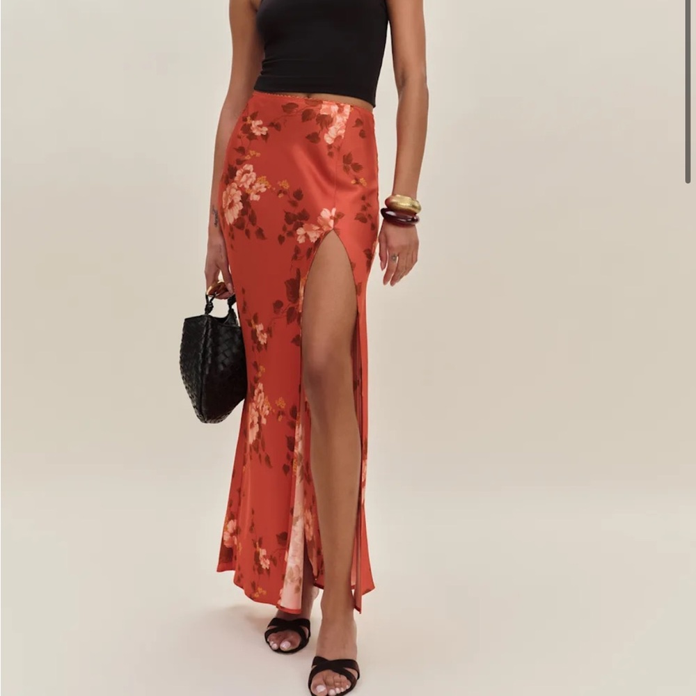 Coral Bloom Reformation Floral Maxi Skirt